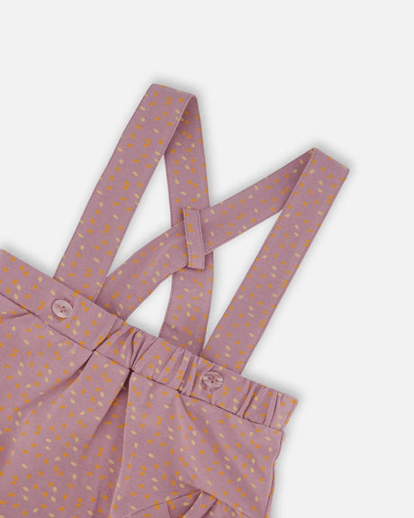 Printed Organic Cotton Onesie And Shortall Set Orange And Purple | Deux par Deux | Jenni Kidz