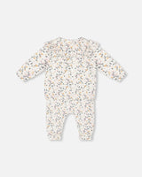 Printed Organic Cotton Top And Pants Set Cream With Flowers | Deux par Deux | Jenni Kidz