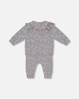 Printed Organic Cotton Top And Pants Set Gray With Apples | Deux par Deux | Jenni Kidz