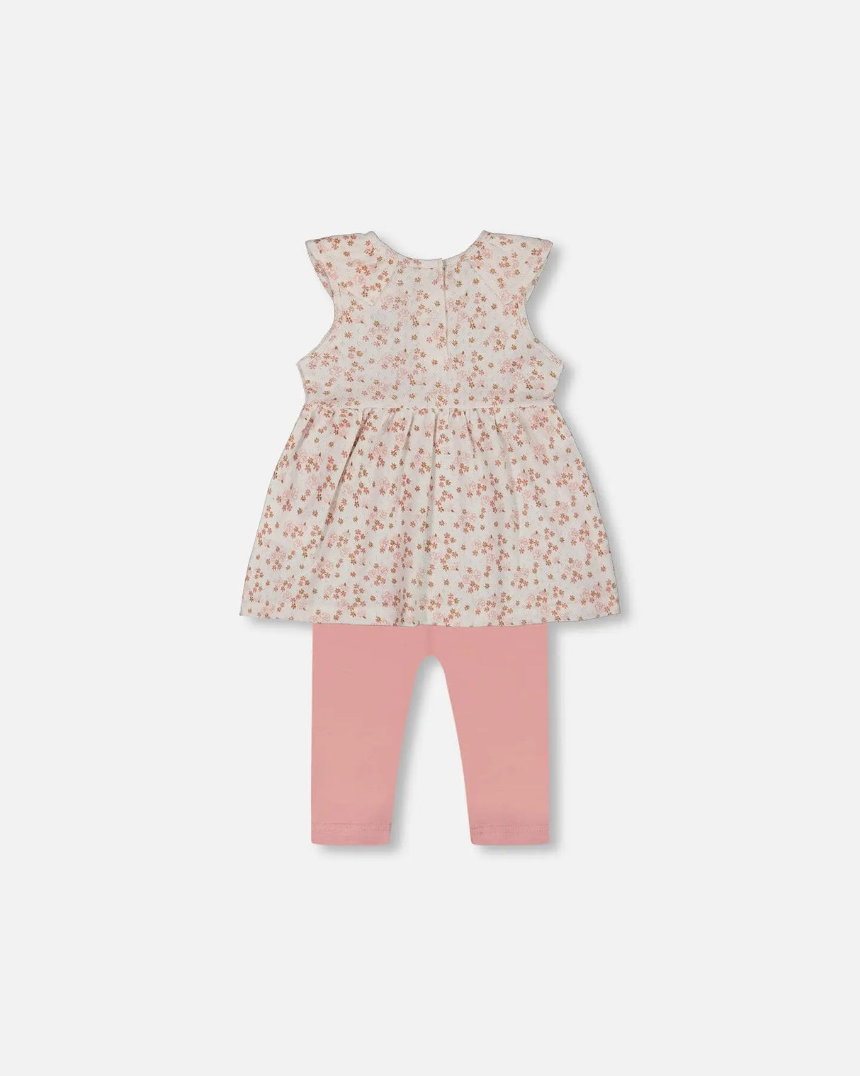 Printed Organic Cotton Tunic And Leggings Set White With Pink Flowers | Deux par Deux | Jenni Kidz