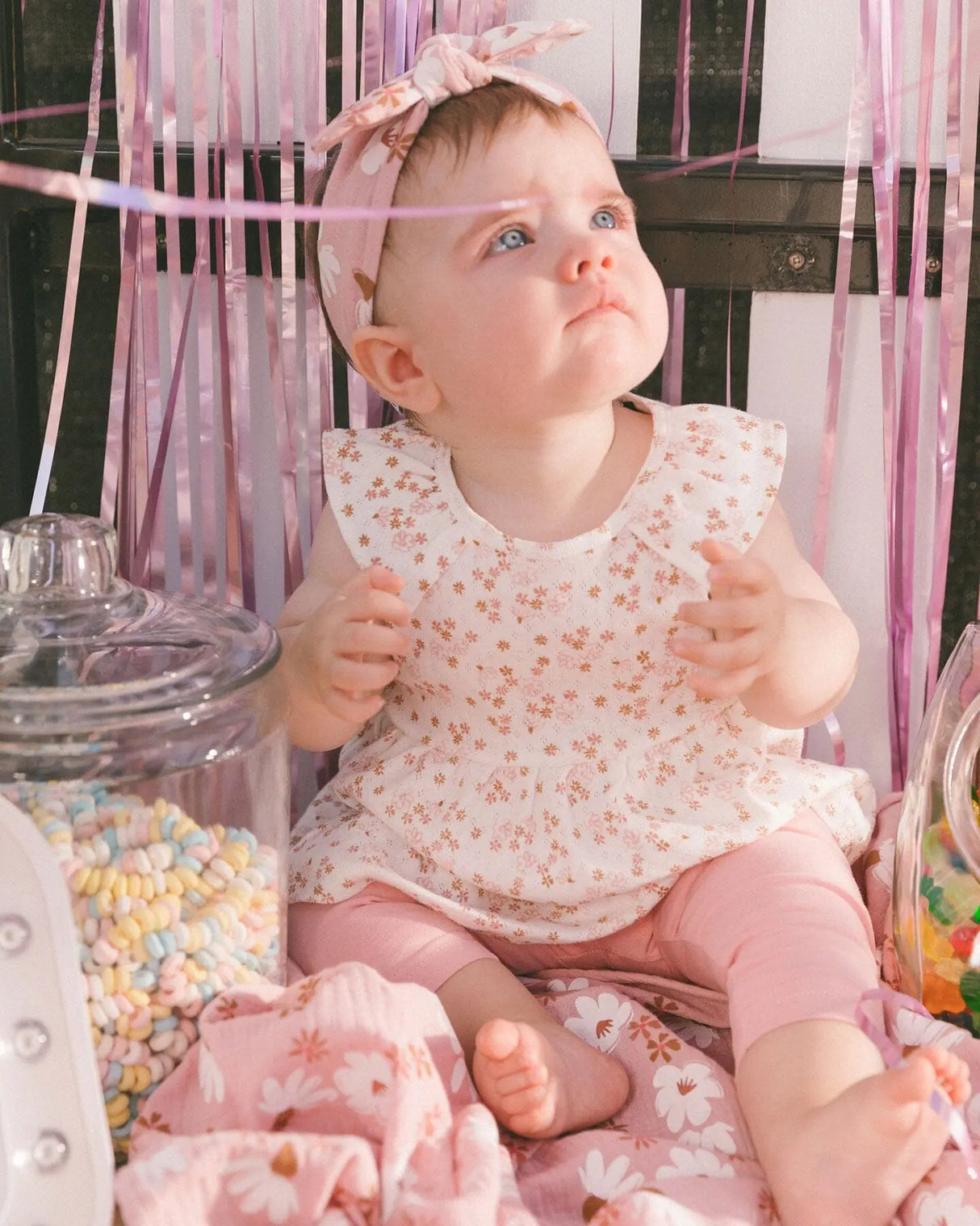 Printed Organic Cotton Tunic And Leggings Set White With Pink Flowers | Deux par Deux | Jenni Kidz