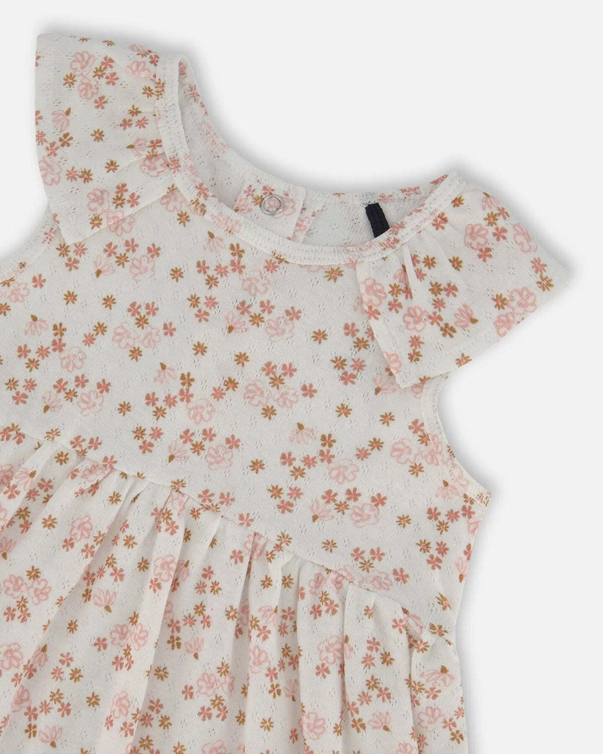 Printed Organic Cotton Tunic And Leggings Set White With Pink Flowers | Deux par Deux | Jenni Kidz