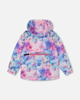 Printed Packable Windbreaker Butterflies On Multicolored Background | Deux par Deux | Jenni Kidz