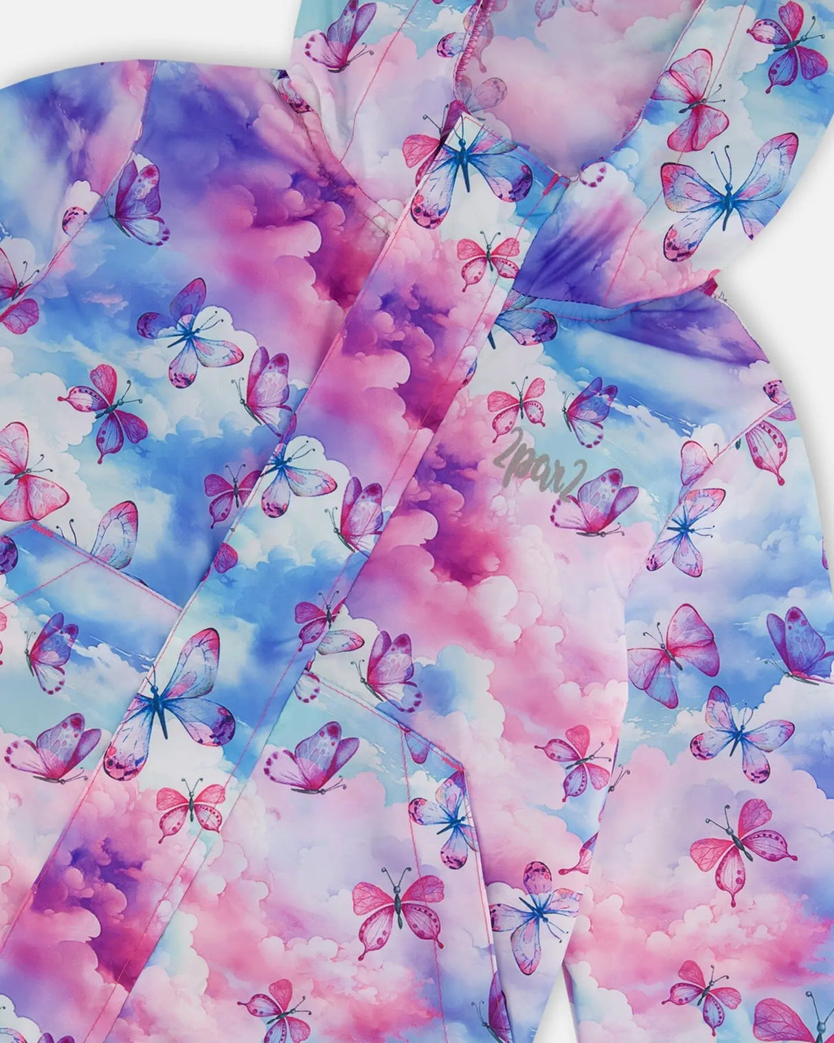 Printed Packable Windbreaker Butterflies On Multicolored Background | Deux par Deux | Jenni Kidz
