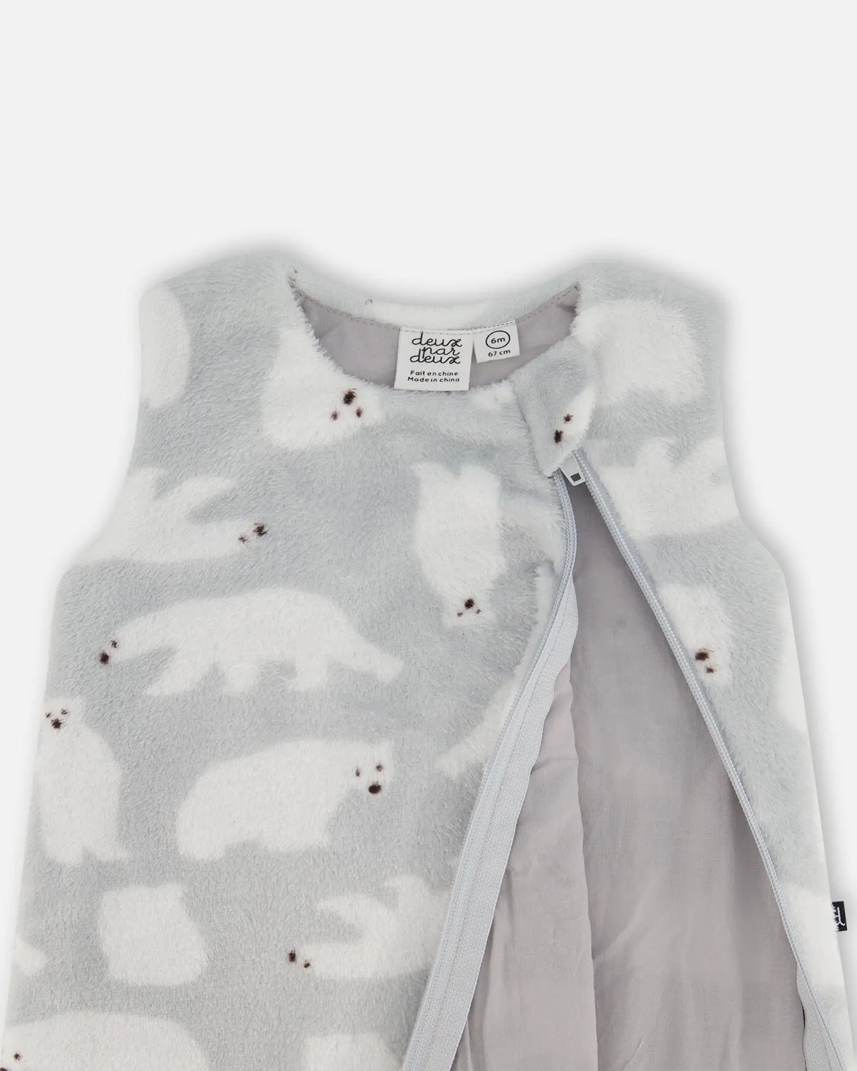 Printed Plush Sleep Sack Gray With Polar Bears | Deux par Deux | Jenni Kidz