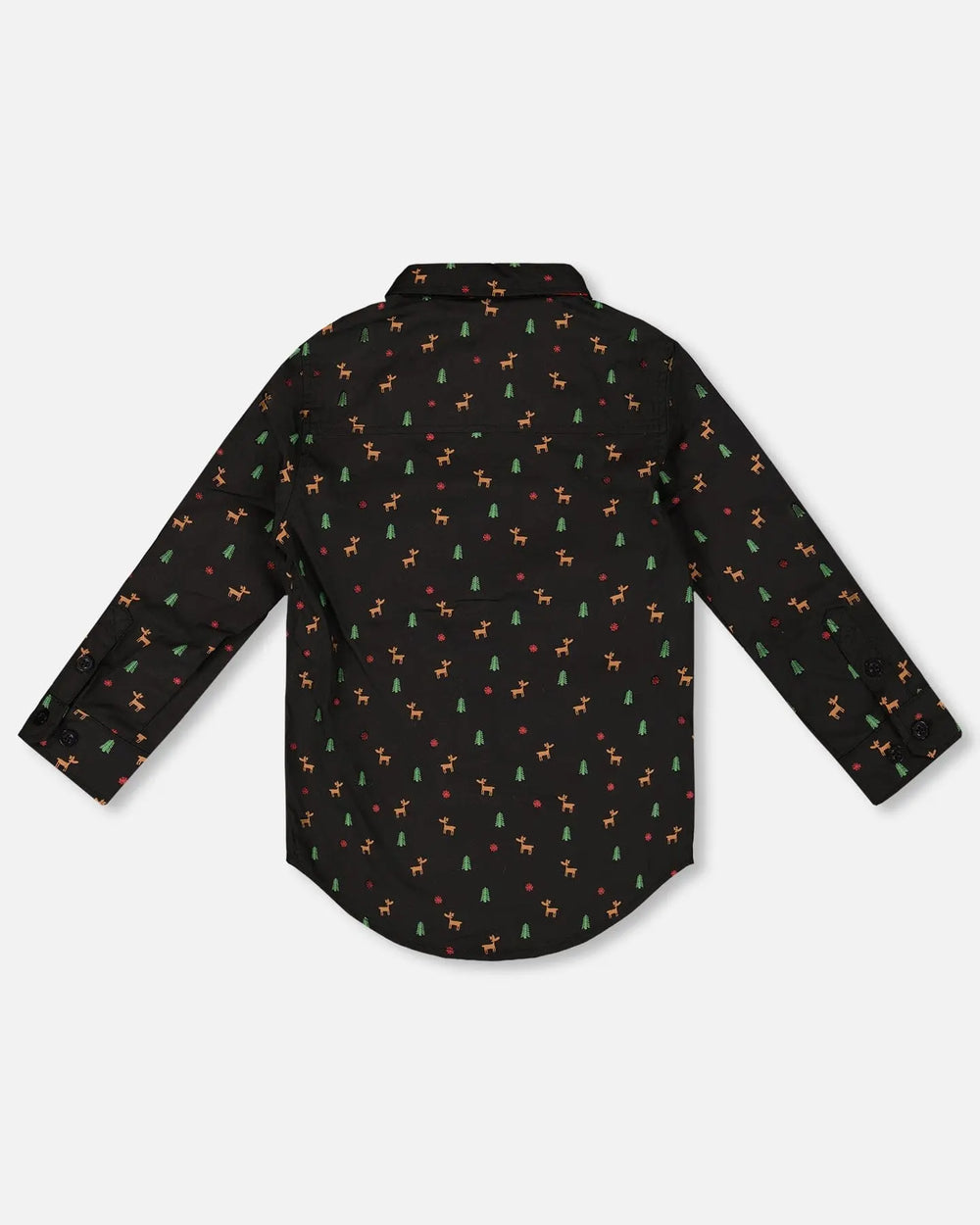 Printed Poplin Shirt Black And Multicolor With Bow Tie | Deux par Deux | Jenni Kidz