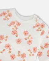 Printed Quilted Top And Pant Set White And Pink Flowers | Deux par Deux | Jenni Kidz
