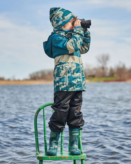 Printed Rain Boots Forest Green With Black Pines | Deux par Deux | Jenni Kidz
