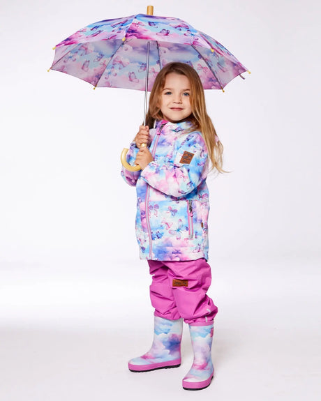 Printed Rain Boots Multicolored And Vibrant Pink Background | Deux par Deux | Jenni Kidz