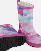 Printed Rain Boots Multicolored And Vibrant Pink Background | Deux par Deux | Jenni Kidz