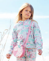 Printed Shiny French Terry Hoodie Gray Mix Printed Unicorn | Deux par Deux | Jenni Kidz