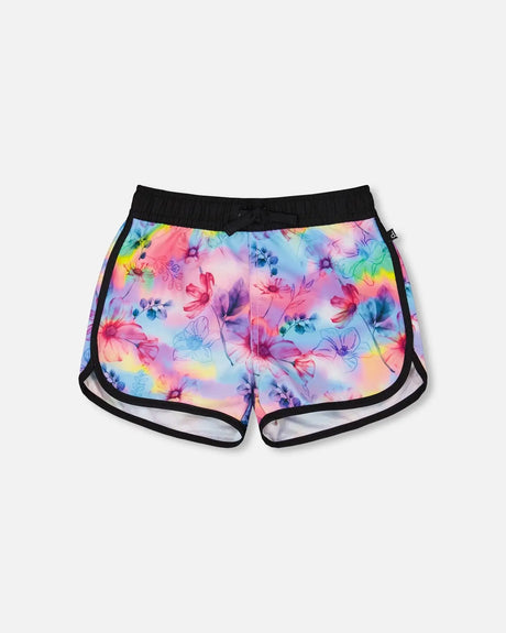 Printed Swim Shorts Butterflies On Multicolored And Black Background | Deux par Deux | Jenni Kidz