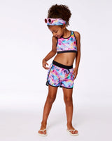 Printed Swim Shorts Butterflies On Multicolored And Black Background | Deux par Deux | Jenni Kidz