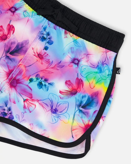 Printed Swim Shorts Butterflies On Multicolored And Black Background | Deux par Deux | Jenni Kidz