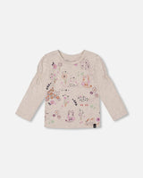 Printed T-Shirt Beige Mix Printed Cats | Deux par Deux | Jenni Kidz