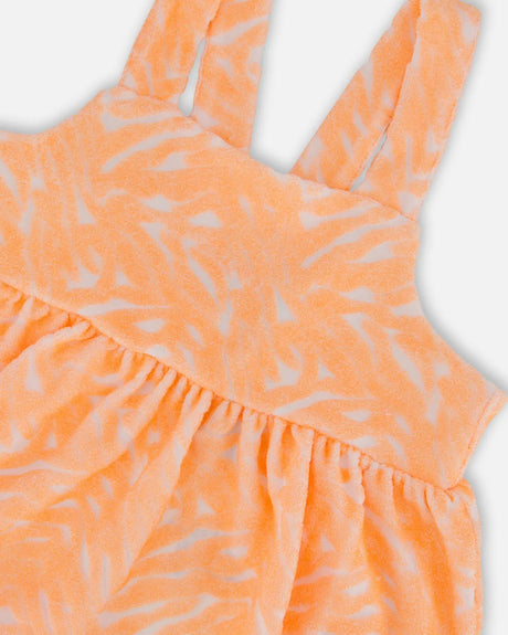 Printed Terry Tank Top And Shorts Set Vibrant Orange And White | Deux par Deux | Jenni Kidz