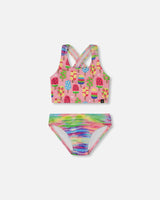 Printed Two-Piece Swimsuit Multicolored | Deux par Deux | Jenni Kidz