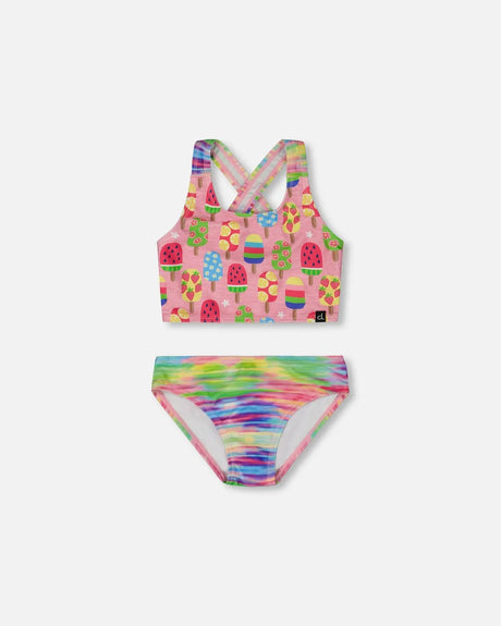 Printed Two-Piece Swimsuit Multicolored | Deux par Deux | Jenni Kidz