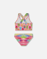 Printed Two-Piece Swimsuit Multicolored | Deux par Deux | Jenni Kidz