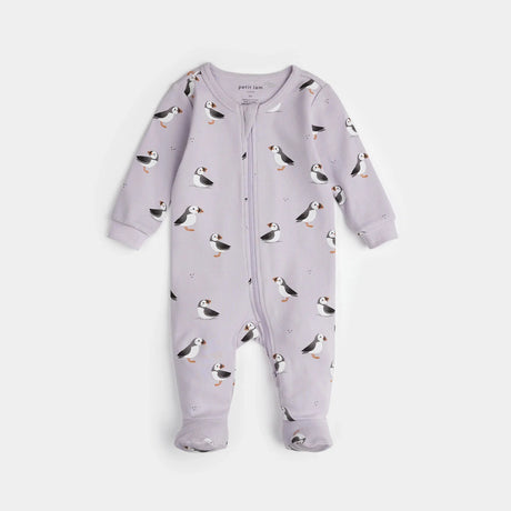 Puffin Print on Pale Lilac Sleeper | Petit Lem | Petit Lem | Jenni Kidz