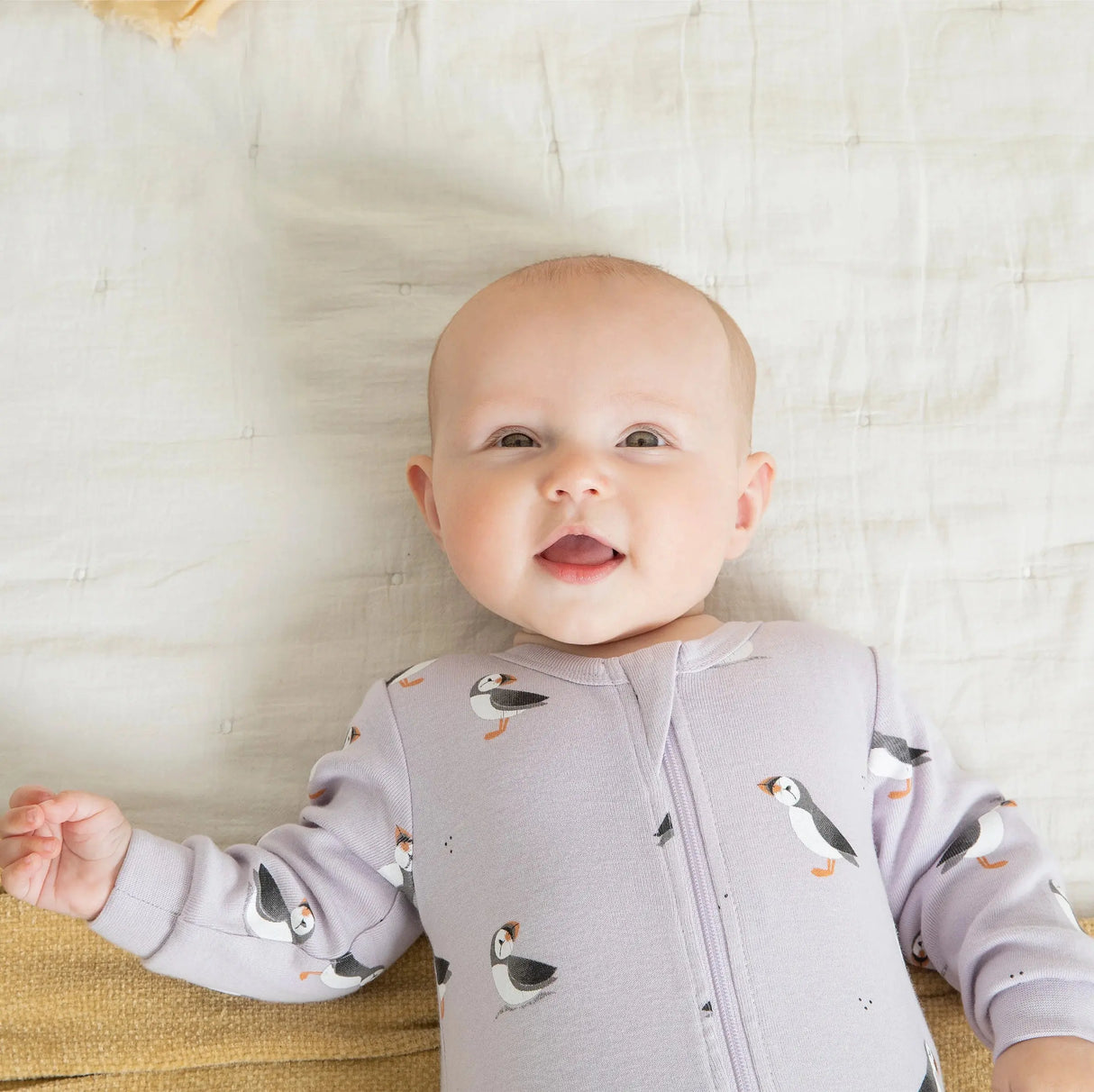 Puffin Print on Pale Lilac Sleeper | Petit Lem | Petit Lem | Jenni Kidz