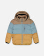 Puffy Jacket Taupe, Blue And Golden Brown | Deux par Deux | Jenni Kidz