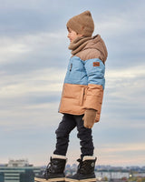 Puffy Jacket Taupe, Blue And Golden Brown | Deux par Deux | Jenni Kidz