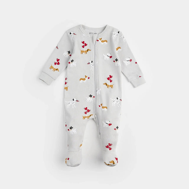 Puppy Love Print on Lunar Rock Sleeper | Petit Lem | Petit Lem | Jenni Kidz