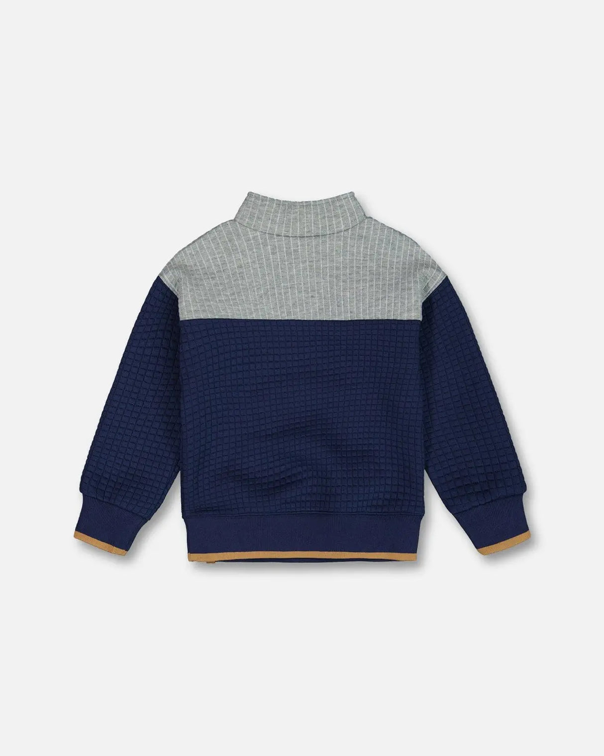 Quilted Half Zip Top Blue And Gray | Deux par Deux | Jenni Kidz