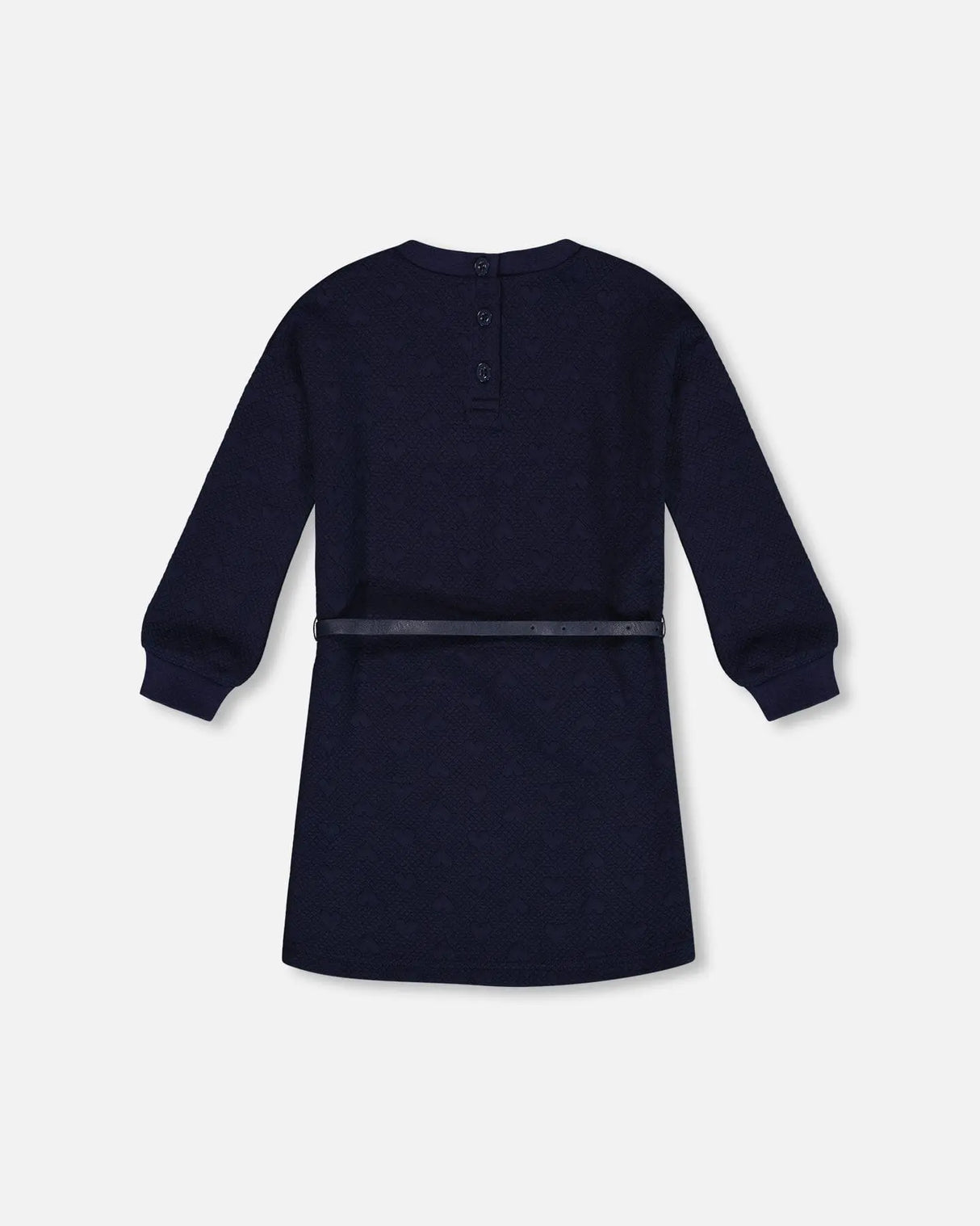 Quilted Heart Fleece Dress With Belt Navy | Deux par Deux | Jenni Kidz