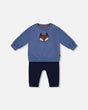 Quilted Sweatshirt And Fleece Pant Set Blue | Deux par Deux | Jenni Kidz