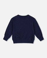 Quilted Sweatshirt With Pocket Navy | Deux par Deux | Jenni Kidz