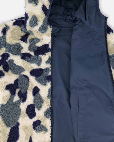 Reversible Mid-Season Jacket Navy Blue | Deux par Deux | Jenni Kidz