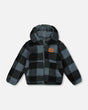 Reversible Sherpa Jacket Blue And Black Plaid | Deux par Deux | Jenni Kidz