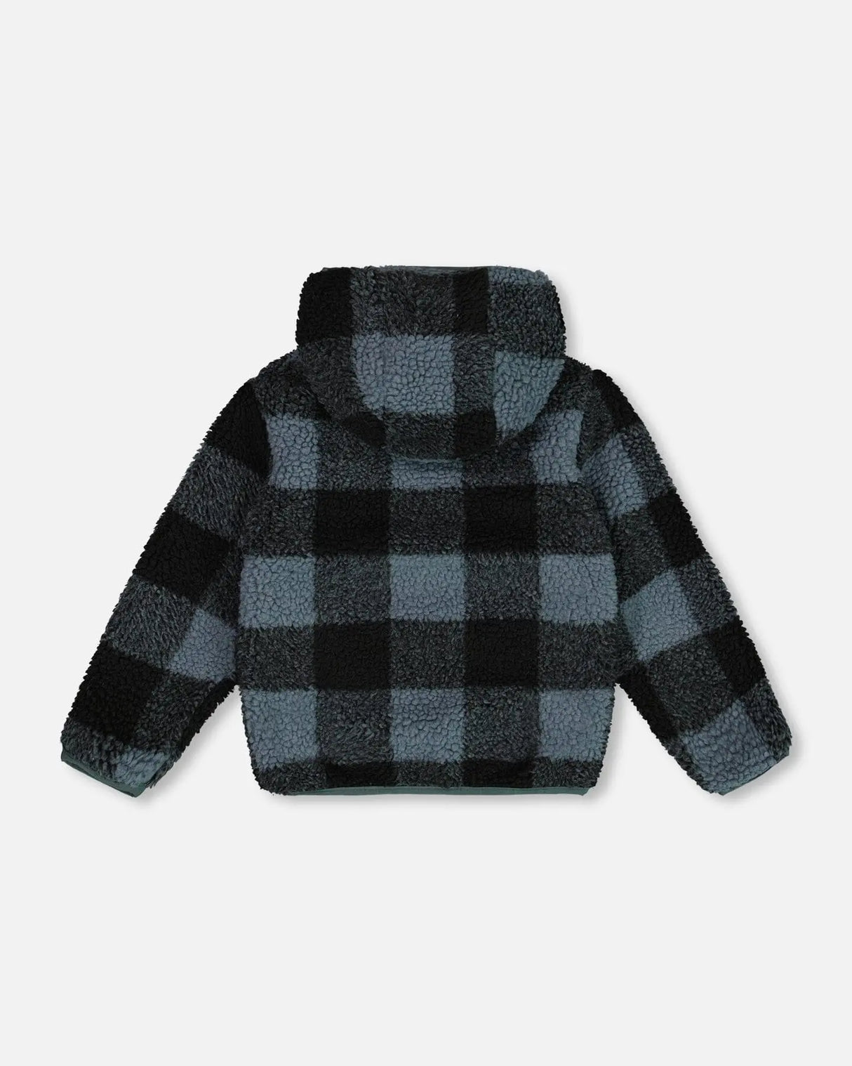 Reversible Sherpa Jacket Blue And Black Plaid | Deux par Deux | Jenni Kidz