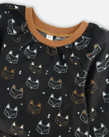 School Apron Black Printed Fox | Deux par Deux | Jenni Kidz