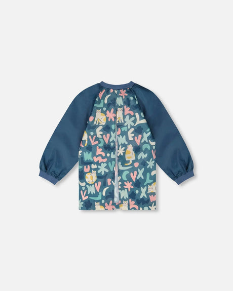School Apron Green Cat Print | Deux par Deux | Jenni Kidz