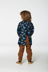 School Apron Navy Blue Printed Dinosaurs | Deux par Deux | Jenni Kidz