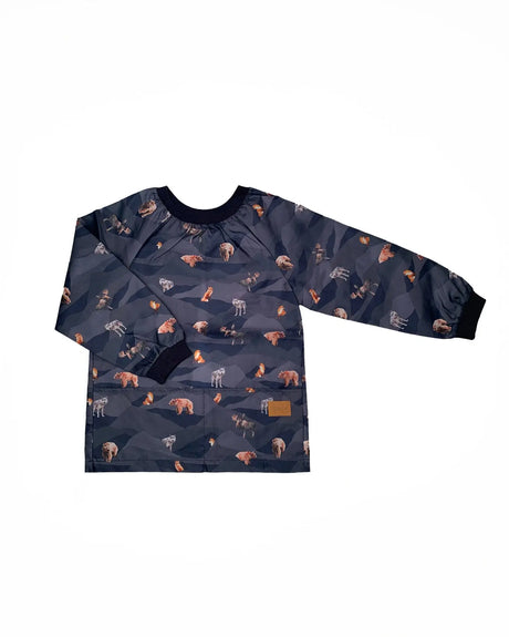 School Apron Navy Printed Mountains Animals | Deux par Deux | Jenni Kidz