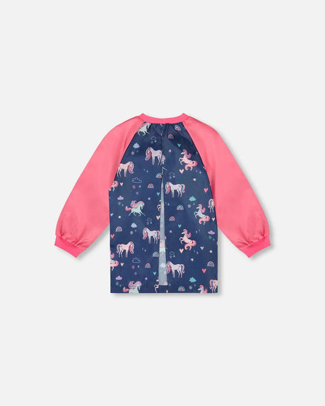 School Apron Navy Unicorn Print | Deux par Deux | Jenni Kidz