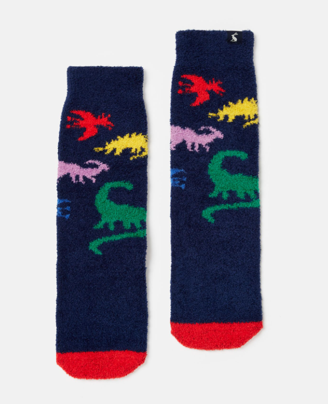 Fluffy Socks - Navy Dino | Joules - Jenni Kidz