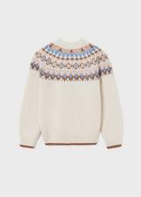 Girls Knitted Jacquard Sweater - BEIGE | Mayoral - Jenni Kidz