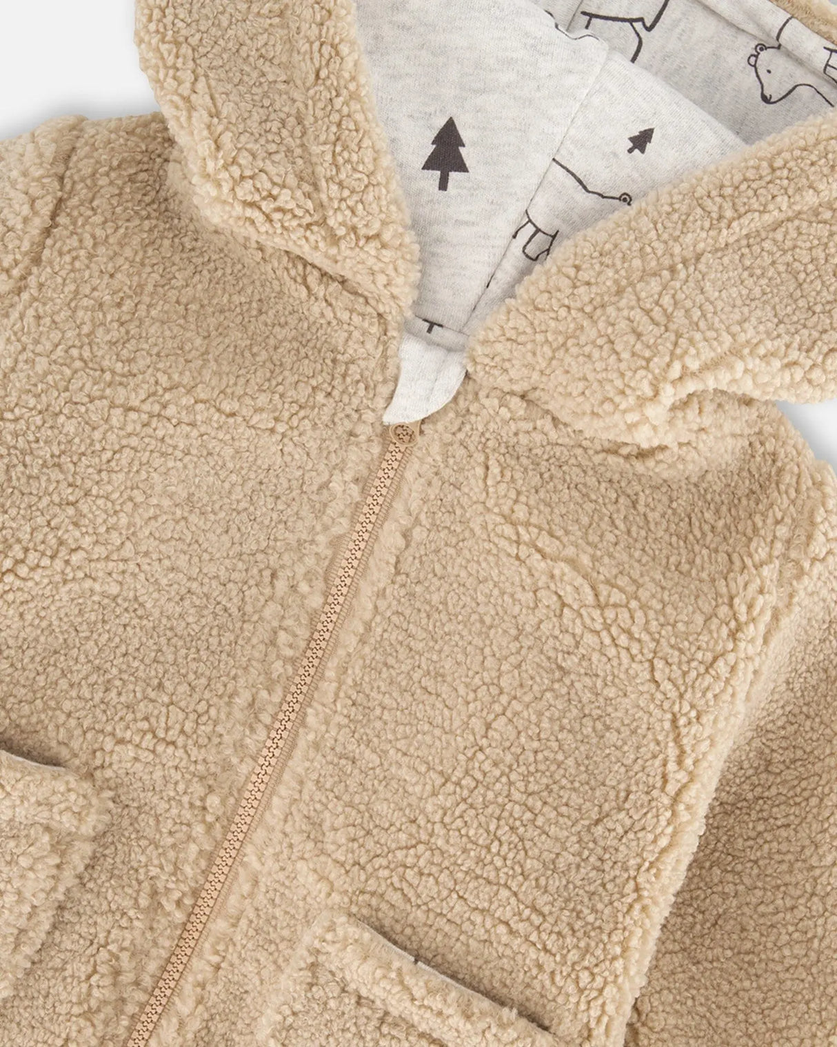 Sherpa Hooded Zip Jacket Sand | Deux par Deux | Jenni Kidz