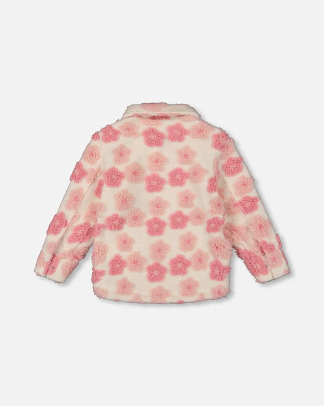 Sherpa Overshirt Off-White And Pink | Deux par Deux | Jenni Kidz