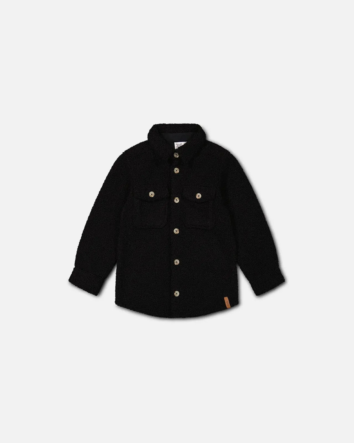 Sherpa Overshirt With Pocket Black | Deux par Deux | Jenni Kidz