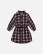 Shirt Flannel Dress With Belt Plaid Navy And Pink | Deux par Deux | Jenni Kidz