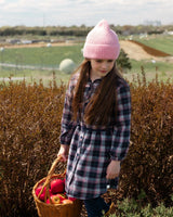 Shirt Flannel Dress With Belt Plaid Navy And Pink | Deux par Deux | Jenni Kidz