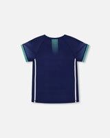 Short Sleeve Athletic Top Blue | Deux par Deux | Jenni Kidz