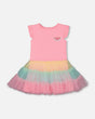 Short Sleeve Dress With Tulle Skirt Bubble Gum Pink | Deux par Deux | Jenni Kidz