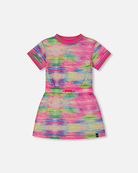 Short Sleeve Mesh Beach Dress Multicolored | Deux par Deux | Jenni Kidz